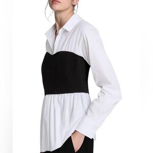 DO+BE Black and White Button Down Long Sleeve Top